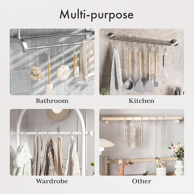 AmazerBath Shower Curtain Hooks, Nickel Double Hook Shower Curtain Hooks Rust - Image 8