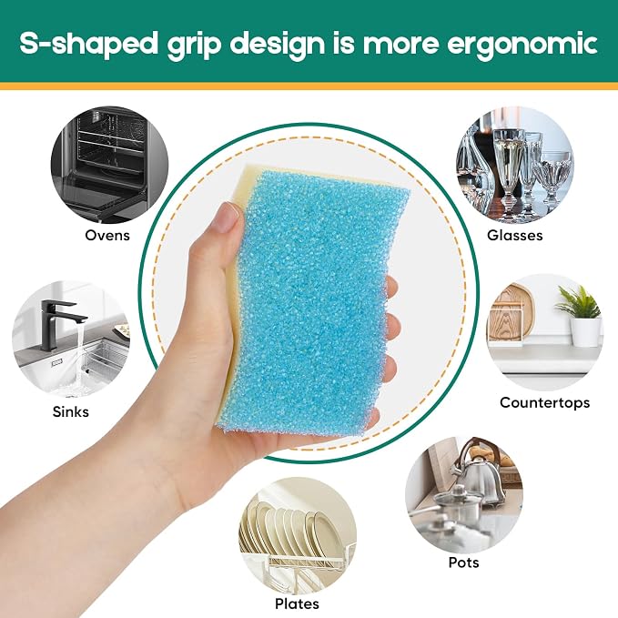 LAUNDRYLUX Scrub Sponge, 8 Pack Dual-Sided Temperature-Responsive Scrubber | - Image 5