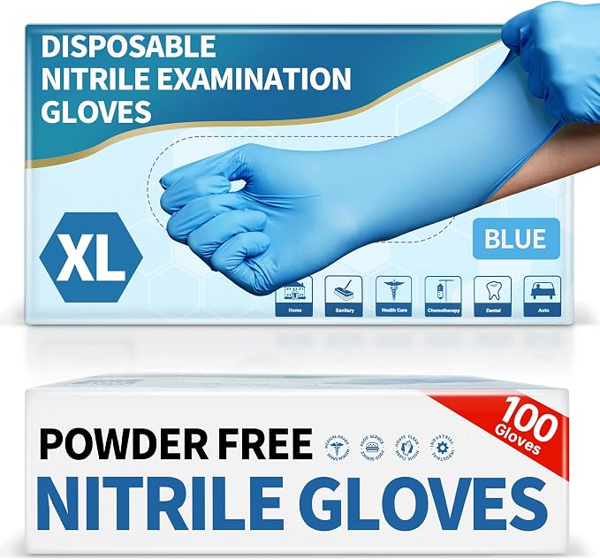 Medical Blue Nitrile Disposable Exam Gloves 4Mil Latex & Powder-Free | Flex • by Medguy