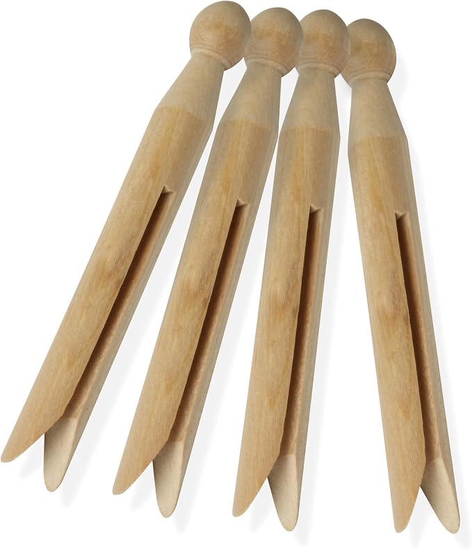 Honey-Can-Do 100 Pack Round Birch Wood Clothespins, Durable Wood Clips - Image 3
