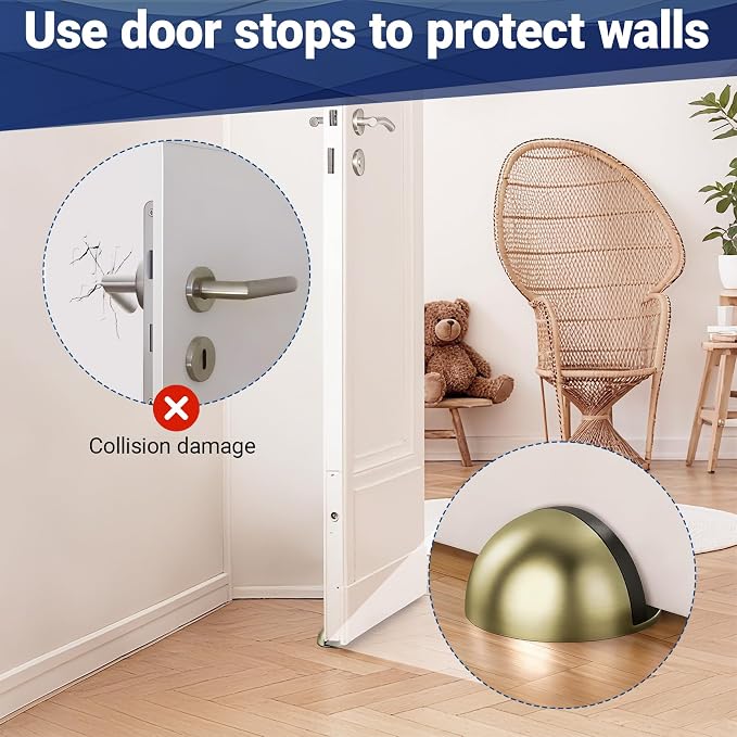 Self Adhesive Door Stoppers, Stainless Steel No Drill Rubber Floor Door Stop - Image 6