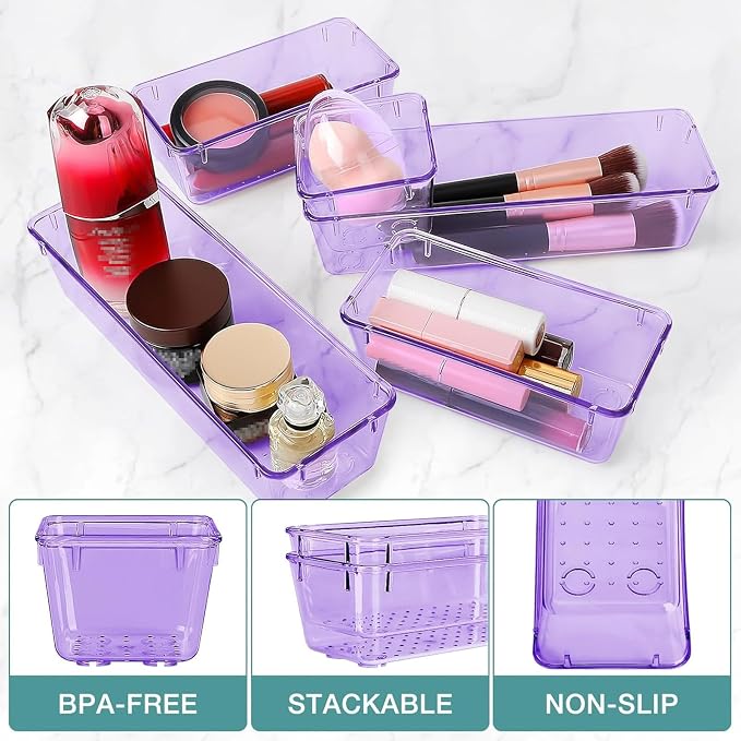 13 PCS Drawer Organizer Set, 5 Size Bathroom and kitchen organizer Trays | - Image 3