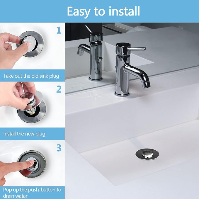 2Pcs Bathroom Sink Stoppers ，Pop Up Drain Stopper - Image 5