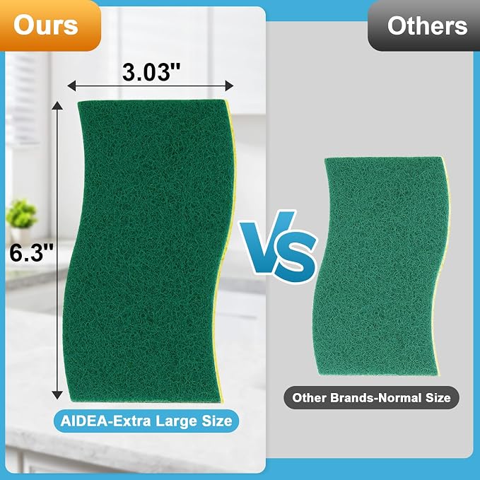 AIDEA XL Scrub Sponges Kitchen 6Count, Heavy Duty Sponges - Image 2