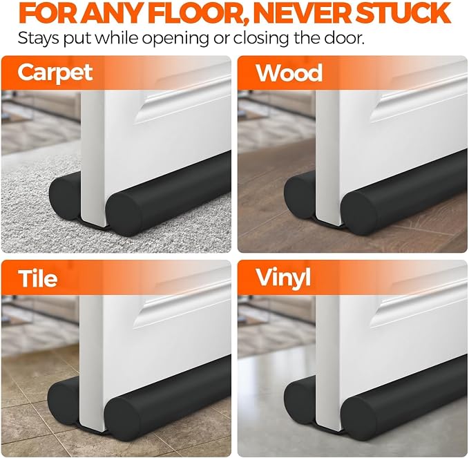 Holikme Door Draft Stopper Adjustable Door Sweeps, 32 Inch Black | Draft Stopper - Image 3