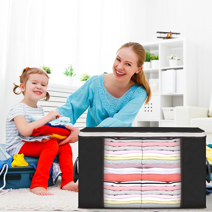 90L Large Storage Bags, 3 Pack Clothes Storage Bins Closet Organizers | - Image 7