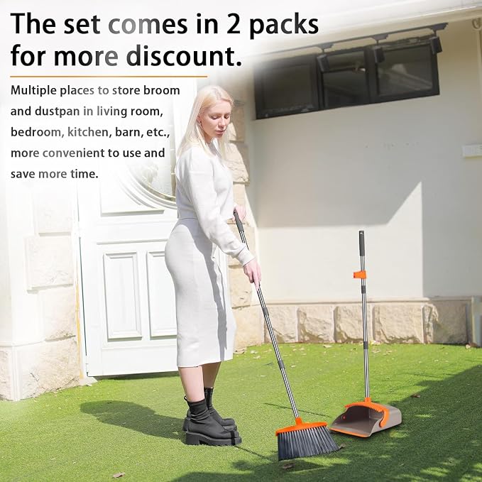 2-Pack is More economical, Upgraded Broom and Dustpan, - Image 7
