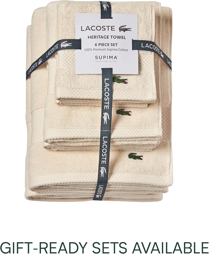 Lacoste Heritage 100% Supima Cotton Tub Mat 21" x 31", Chalk | Highly Absorbent - Image 4