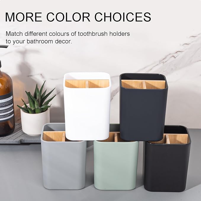 Bamboo Toothbrush Holder for Bathrooms Toothpaste Organizer - Image 6