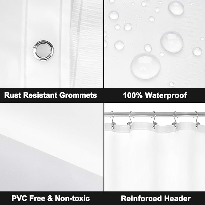 Barossa Design Extra Long Frosted Shower Curtain Liner 72x84 - Image 3