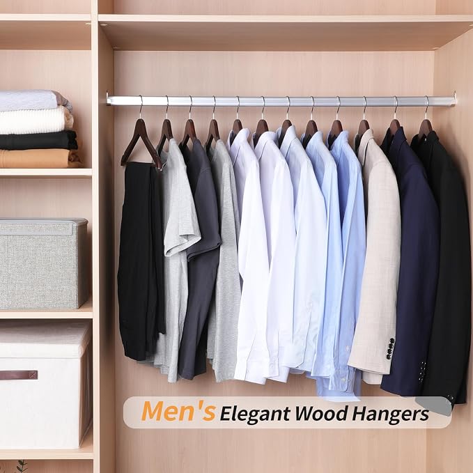 Amazon Basics Durable Wooden Suit Clothes Hangers, Closet Organizer - Image 6