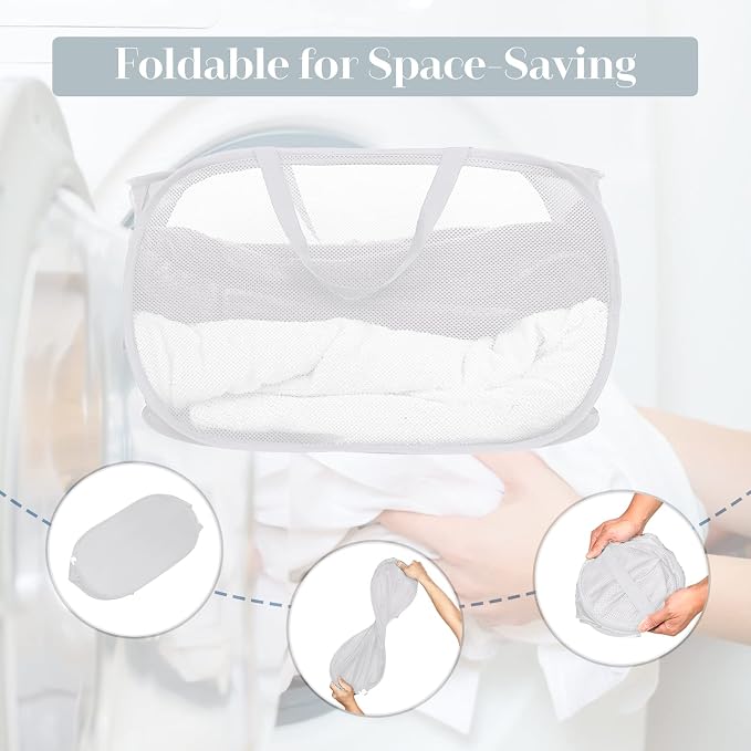 Strong Mesh Pop Up Laundry Basket, Collapsible Laundry Hamper - Image 6