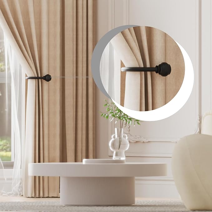 Hion Curtain Holdbacks Black 2pcs, Curtain Tiebacks Wall Mounted Hooks | - Image 4