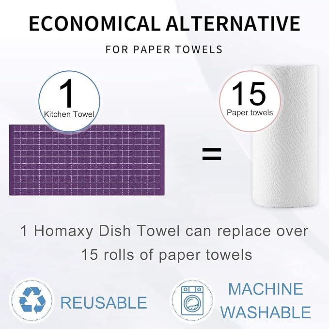 Homaxy 100% Cotton Terry Kitchen Towels, 8 Pack - Image 7
