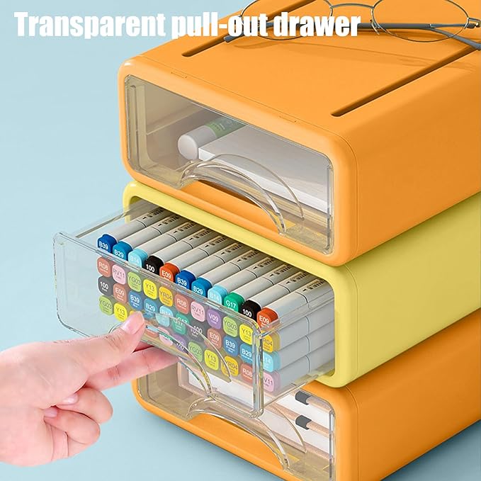 Desk Organizer with Drawers, Stackable Storage Drawers with Compartments - Image 6