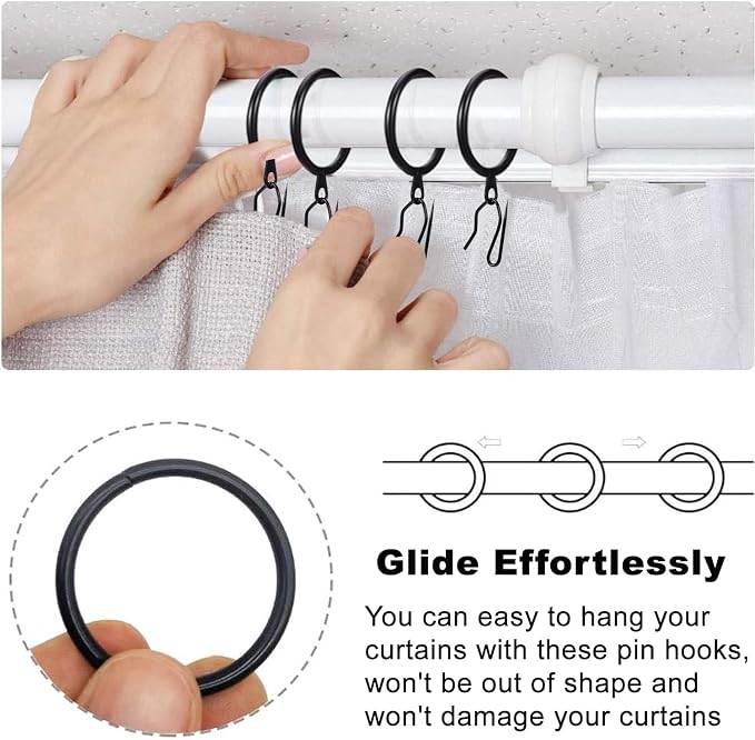 60 Pieces Metal Drapery Curtain Rings Curtain Hanging Rings and 60 Pieces Metal - Image 3