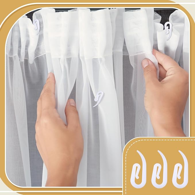 Wonderjune 400 Pcs White Plastic Curtain Hooks - Image 5