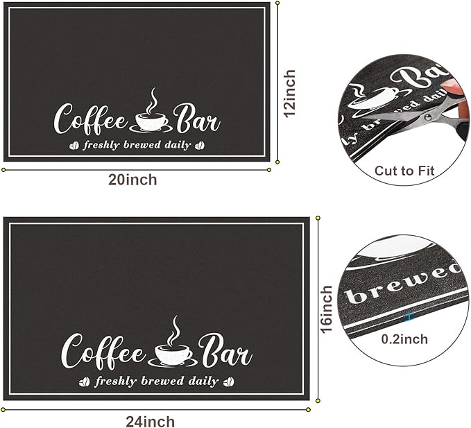 CooRug Fashion Coffee Mat, Dish Drying Mat 12" x 20" Black | Hide Stain - Image 6