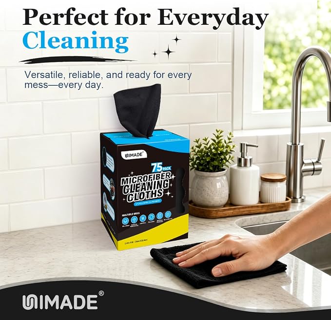 UNIMADE Microfiber Cleaning Cloth, 75 Sheets Microfiber Towels - Image 5