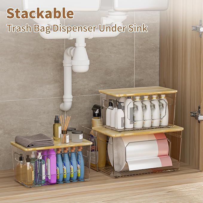 spospo Trash Bag Holder 2-in-1 Under Sink Organizer - Image 6