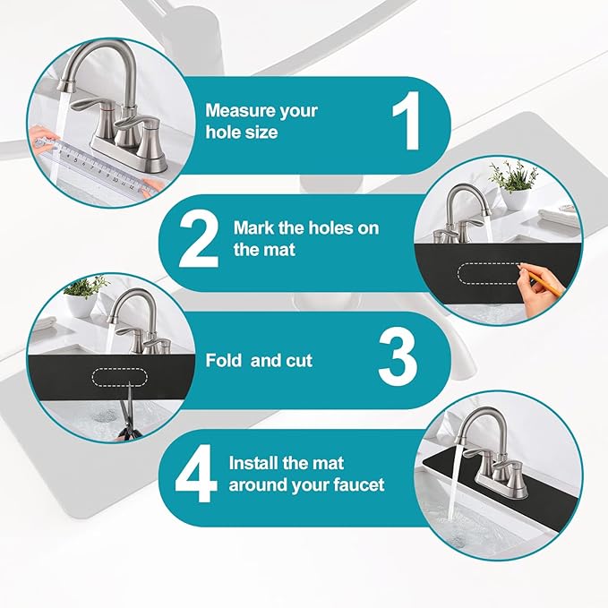 Customizable Kitchen Sink Faucet Mat: 30"Lx5.5"W Absorbent Splash Guard | - Image 2