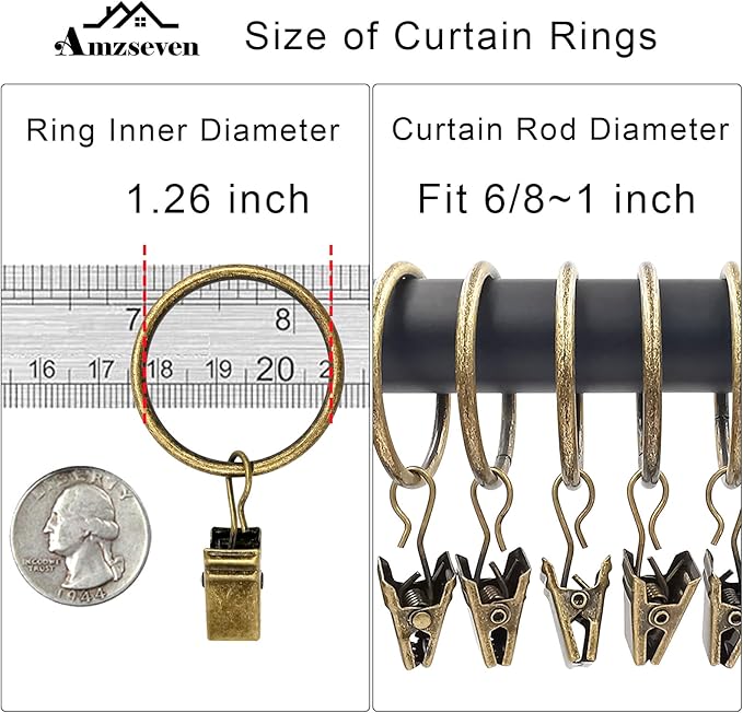 120 Pack Curtain Rings with Clips, Drapery Clips with Rings, Drapes Rings 1.26 - Image 3