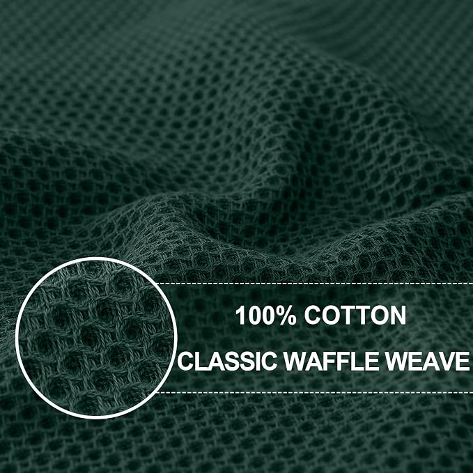 Homaxy 100% Cotton Oversized Waffle Weave Kitchen Towels 4-Pack | Blackish Green - Image 2