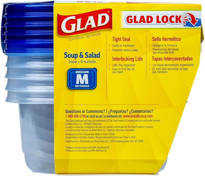 Glad GladWare Medium Rectangle Food Storage Containers, 24 Oz, leak-resistant - Image 6