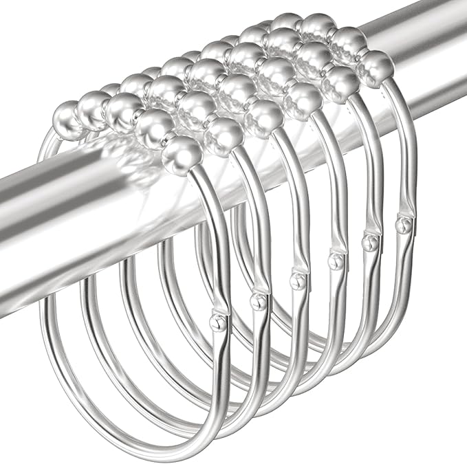 MENGJINGO 12PCS Wide Shower Curtain Hooks Rings, Rust Proof Stainless Steel | by MENGJINGO