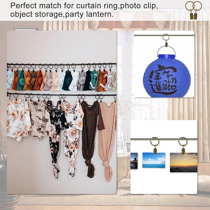 20 Pack Curtain Rings with Clips 1.5" Interior Diameter, Metal Drapery Clips - Image 6