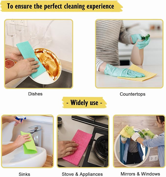 MoLKENE Swedish Dishcloths for Kitchen, 10 Pack, Non-Scratch Cellulose Sponge - Image 5