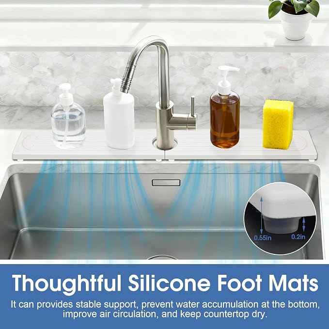 Drying Stone Faucet Mat for Kitchen Sink, Trays Diatomite Quick Dry Around - Image 7