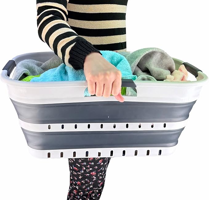 SAMMART 21L Super Mini Collapsible 3 Handled Plastic Basket - Image 7
