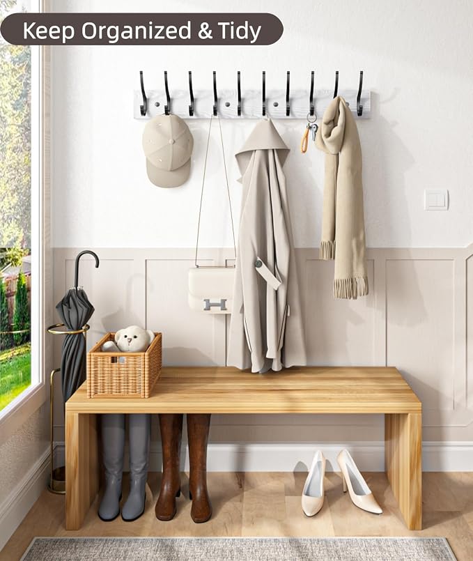 Optish 1 Pack Wooden Coat Rack Wall Mount, 16.1" Rustic Coat Hanger Hooks - Image 5