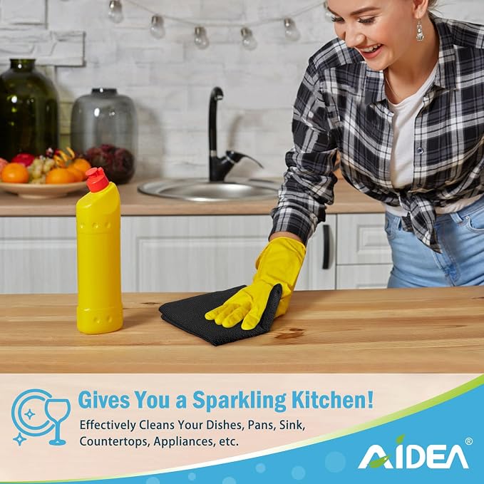 AIDEA Microfiber Cleaning Cloth Black 24PK, Microfiber Towels 11.5×11.5" - Image 5