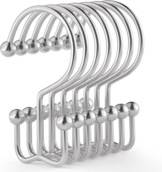 24 Pcs Shower Curtain Hooks, Goowin Shower Curtain Rings, Durable Silver Shower by Goowin