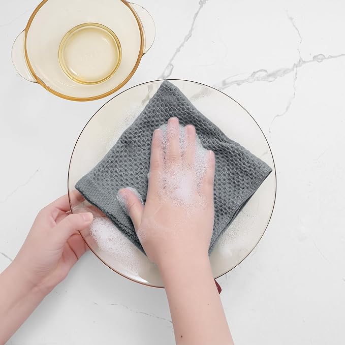 Homaxy 100% Cotton Waffle Weave Kitchen Dish Cloths 12-Pack, Ultra Soft - Image 4