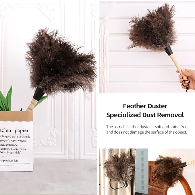 Ostrich Feather Duster 14 inch Feather Duster Fluffy Natural Genuine Ostrich - Image 6