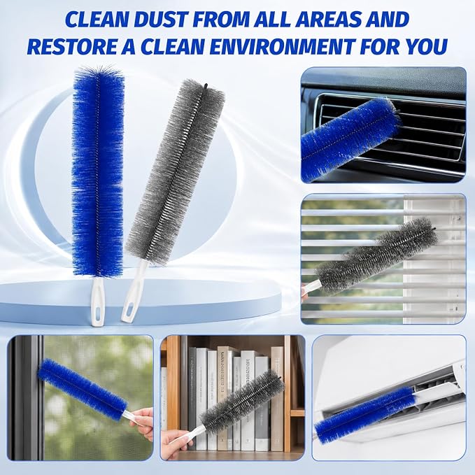 2Pcs Bendable Microfiber Head, Fan Cleaning Brush Bendable Cobweb Duster - Image 3