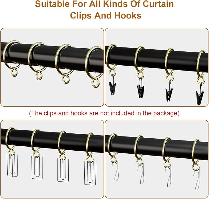 24 Pack Gold Metal Curtain Rings - Image 3