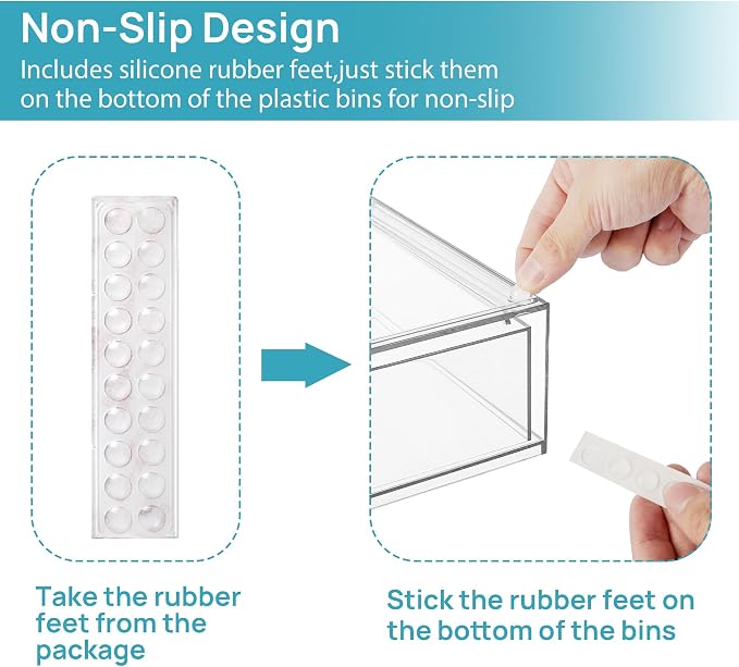 Vtopmart Clear Stackable Storage Drawers, 4 Pack Wide Plastic Organizers | - Image 7