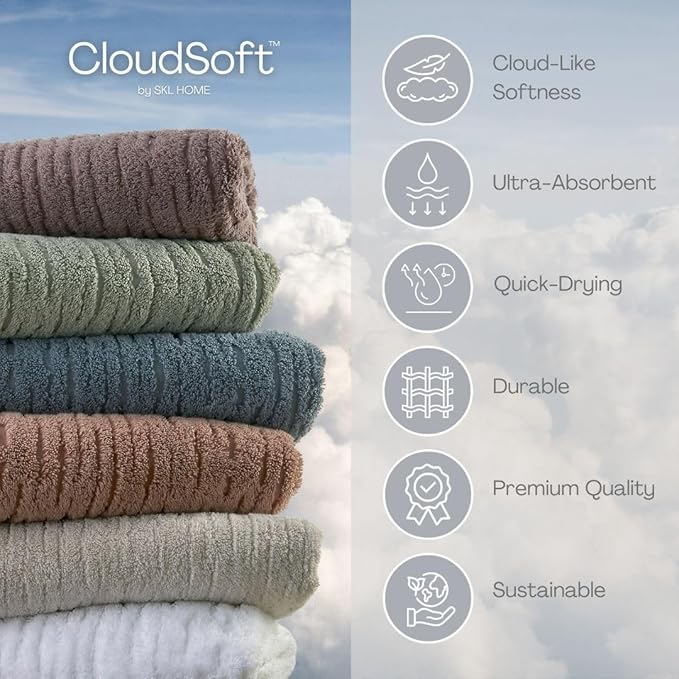 SKL Home CloudSoft Hand Towel Set, 100% Cotton Luxury, bar or any sink space. - Image 4