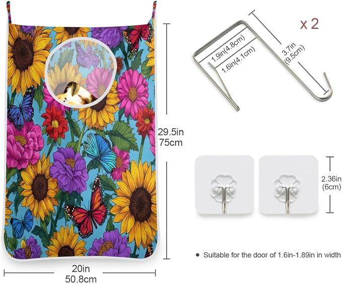 2PCS Hanging Laundry Hamper Bag Over the Door Laundry Hamper Wall Hamper Large - Image 3