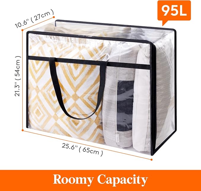 Lifewit 2 Pack Clear Clothes Storage Bags, 95L Plastic Blanket Storage Bag - Image 4