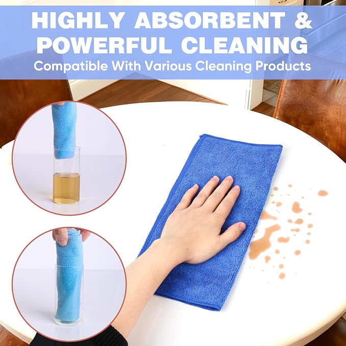 TEAWOO 10 Colors Microfiber Cleaning Cloths, 10 Pack Assorted Cleaning Rags | - Image 3