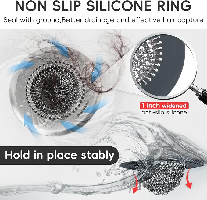 2 Pack Shower Drain Hair Catcher, 4.4" Anti-Clog Shower Drain Cover | - Image 2