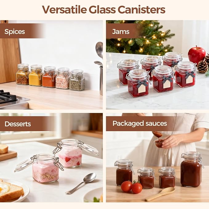 ComSaf Square Glass Spice Jars 4 oz 6 Pack - Image 7