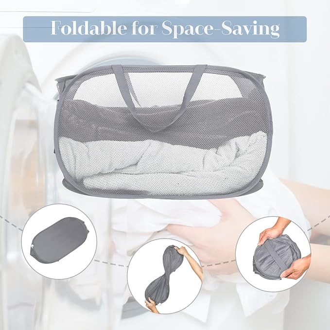 3 Pack Collapsible Laundry Baskets, Foldable Laundry Basket - Image 4