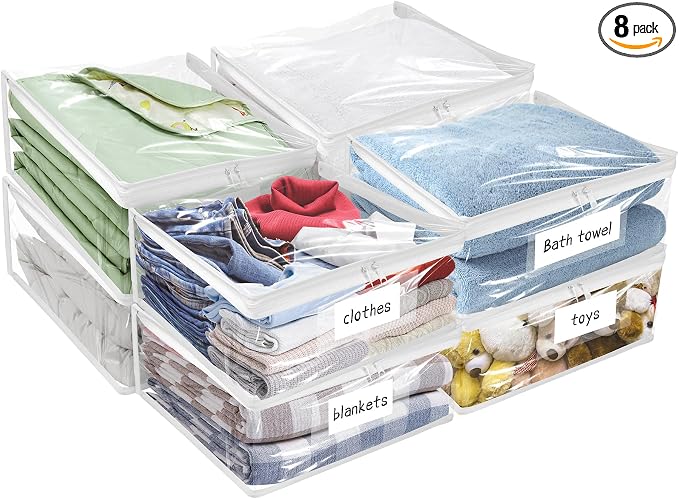 Plastic Storage Bags with Easy-Glide Zipper, Durable Clear Vinyl Zippered by Kikerike