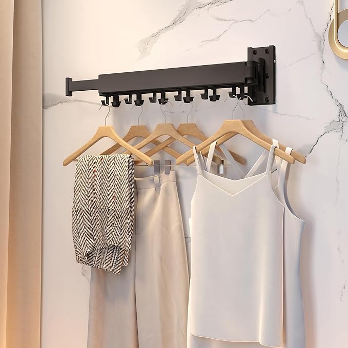 HEILAIYI Clothes Drying Rack for Laundry, Wall Mounted Clothes Hanger Rack - Image 3